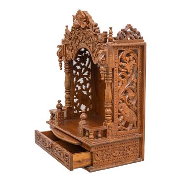Feature the mandap wooden mandir positioned to the left side of the image