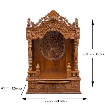 Display an image of the mandap wooden mandir with clear markings of its dimensions Display an image of the mandap wooden mandir with clear markings of its dimensions