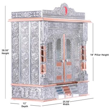 Display an image of the Steps Mandir with clear markings of its dimensions
