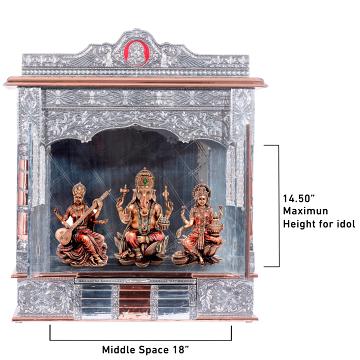 Show the interior of the Steps Mandir with a deity or spiritual figure prominently displayed.
