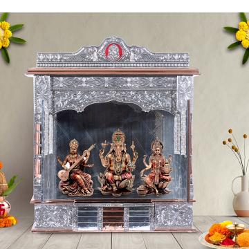 Illustrate the Steps Mandir in a lifestyle setting, such as a well-designed living room or prayer room