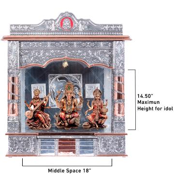 Show the interior of the Steps Mandir with a deity or spiritual figure prominently displayed.