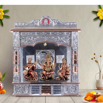 Illustrate the Steps Mandir in a lifestyle setting, such as a well-designed living room or prayer room
