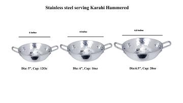 Hammered Stainless steel serving karahi 3 sizes Hammered Stainless steel serving karahi 3 sizes