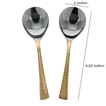 Serving Spoon - Copper Stainless Steel Hammered Style