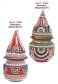 Decorative Nariyal Kalash Set for Puka / Decor / Rituals