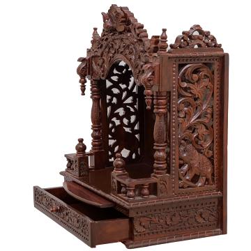 Feature the mandap wooden mandir positioned to the left side of the image