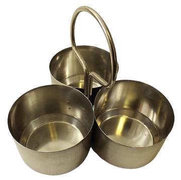Stainless Steel Serving Container Caddy w/ 3 Bowls Stainless Steel Serving Container Caddy w/ 3 Bowls