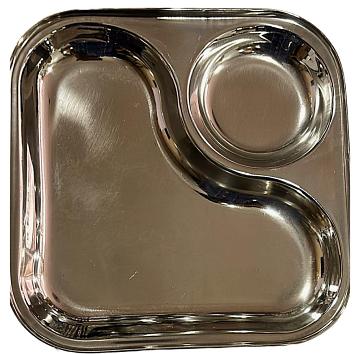 Stainless Steel 2 Compartment Snack Thali Stainless Steel 2 Compartment Snack Thali
