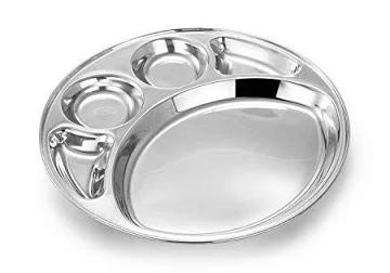 5 Compartment Round Stainless Steel Thali Plate