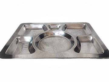 Stainless steel 6 compartment large meal thali tray Stainless steel 6 compartment large meal thali tray