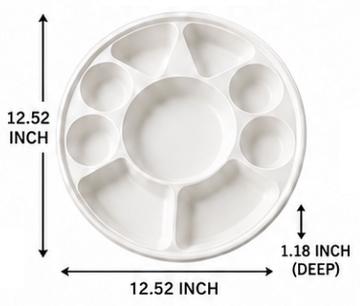9 Compartment round disposable plates