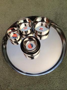 Stainless Steel Thali, Bowl & Cup Dinner Set