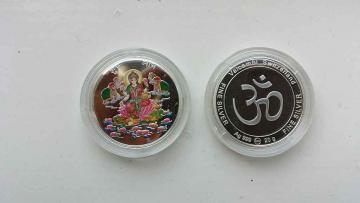 Enamel mina work lakshmi silver coin