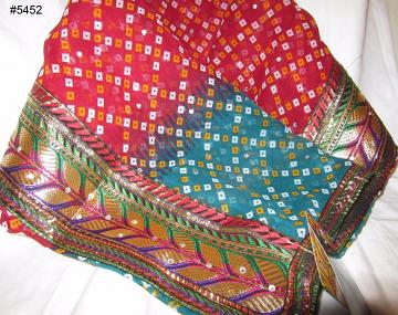#5452 Green Bandhni Saree