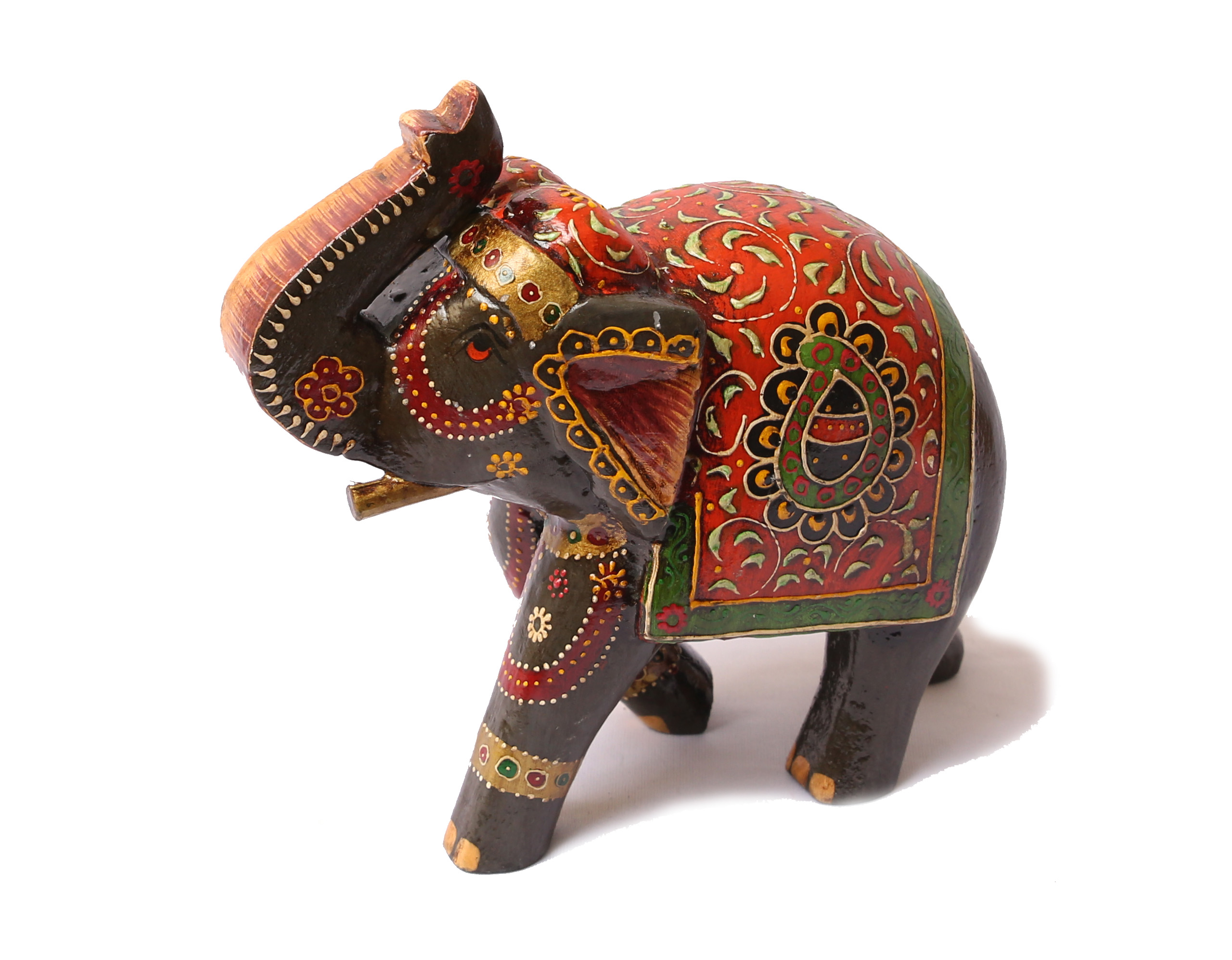 Handcrafted Artistic Jaipuri Wooden Elephant Small 5" 35731 DesiClik
