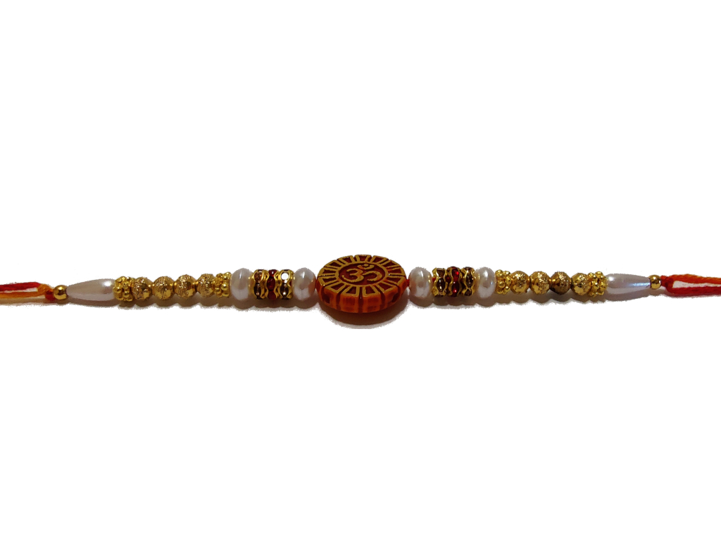 Om Carved RAKHI With Beads and Diamonds