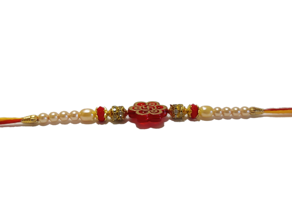 Swastika Carved RAKHI With Beads and Diamonds