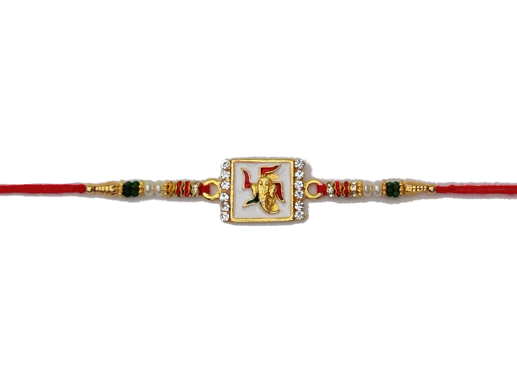 Spiritual Mina RAKHI W/ Load Ganesh in Gold