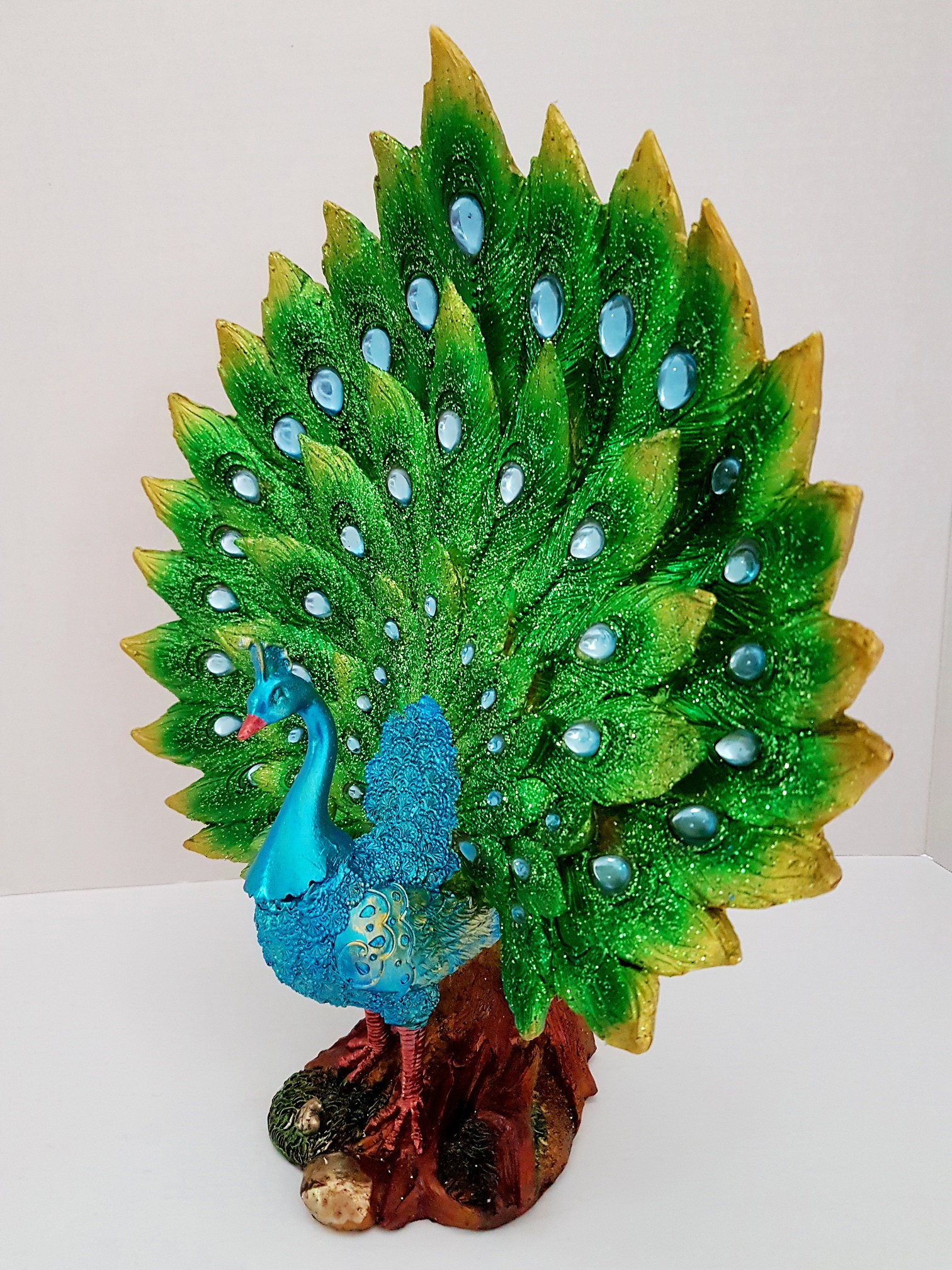 14" Colorful Peacock Statue Home Decor Office Feng Shui Gift 29505 Buy Online