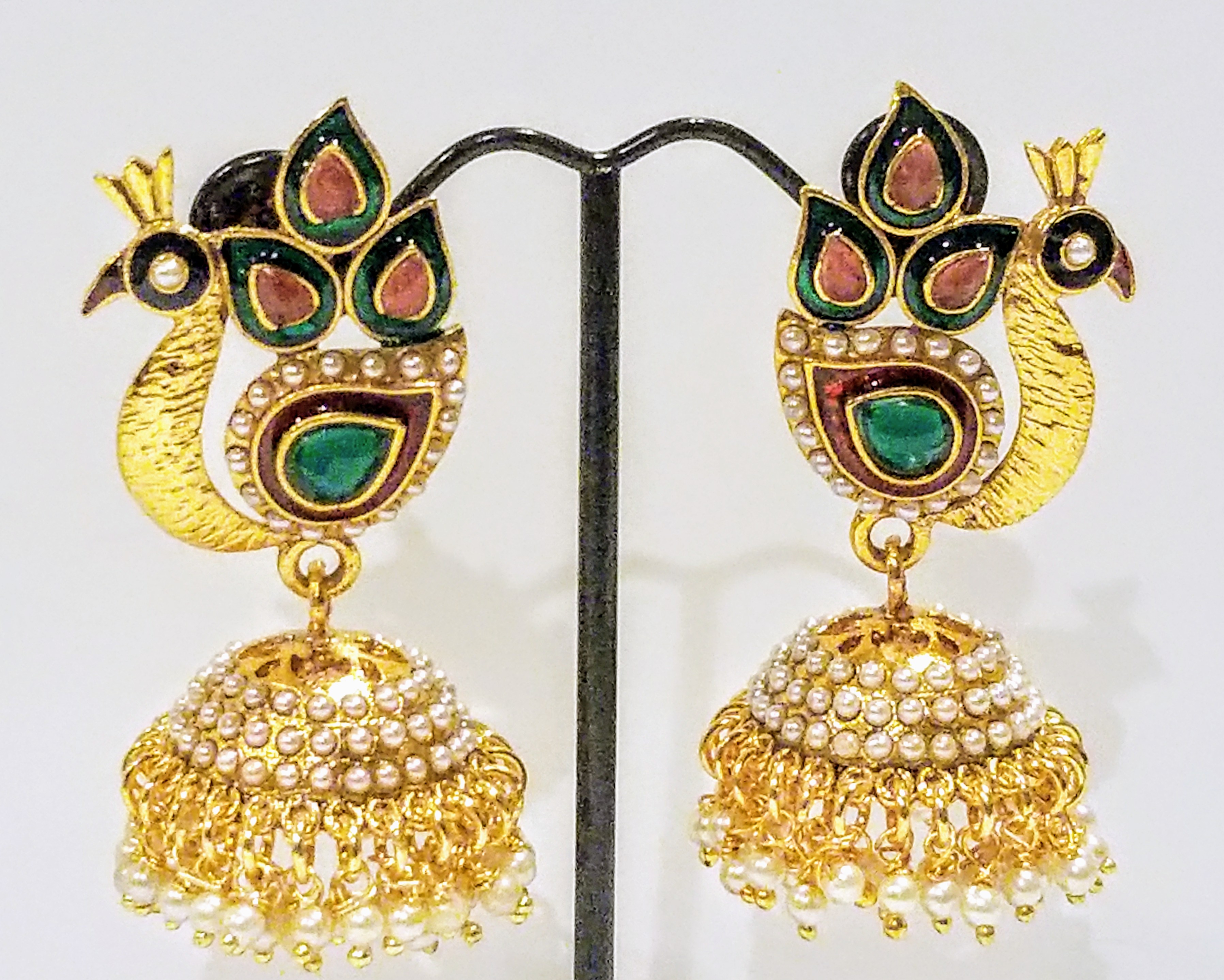 Traditional Ethnic Bollywood Gold Plated Pearl Stud Tops Earring Indian Jewelry