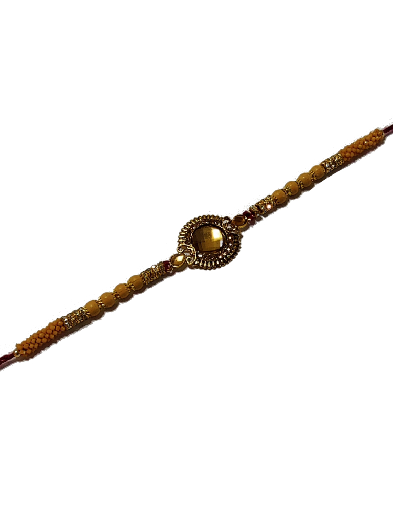 Aesthetic Rakhi W/ a Amber Gem Stone Surrounded in Gold