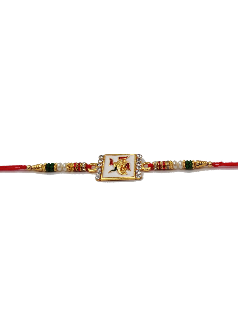 Spiritual Mina RAKHI W/ Load Ganesh in Gold