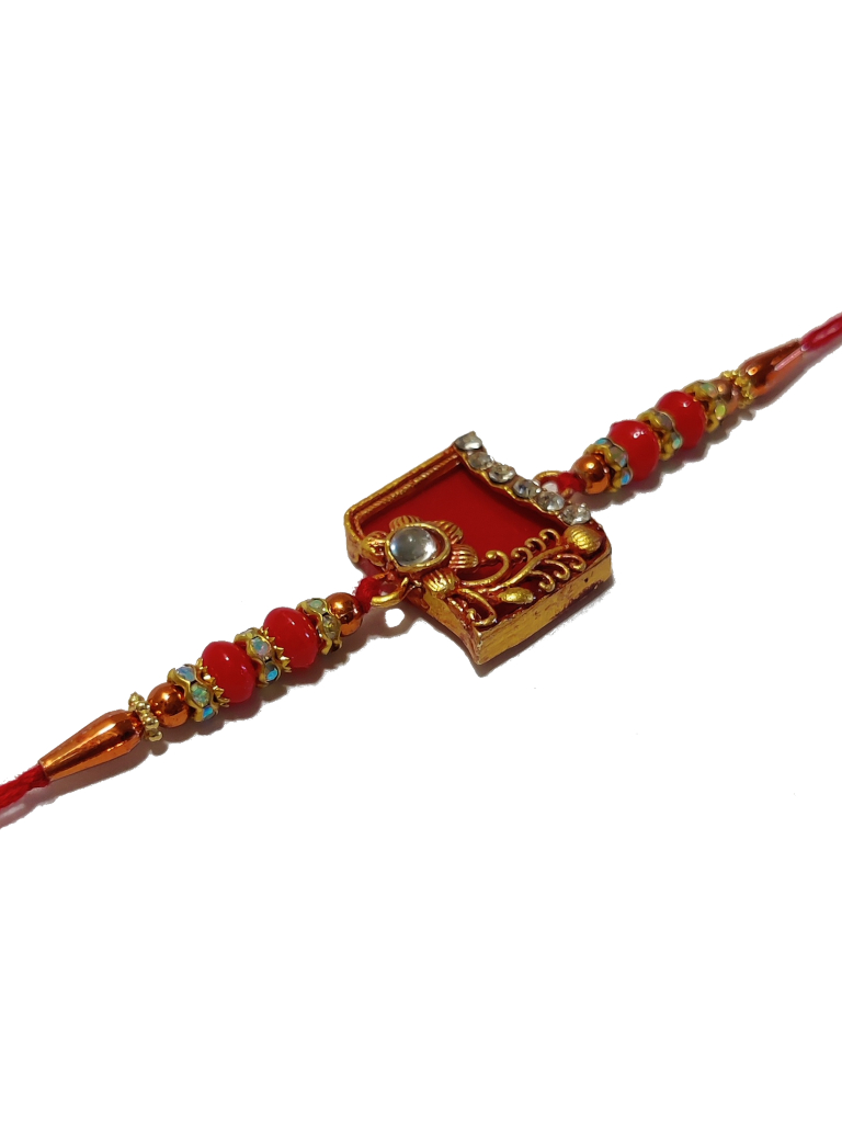 Blissful Rakhi Gift Hamper W/ Ruby Stone & Roli, Chaval, Card ...