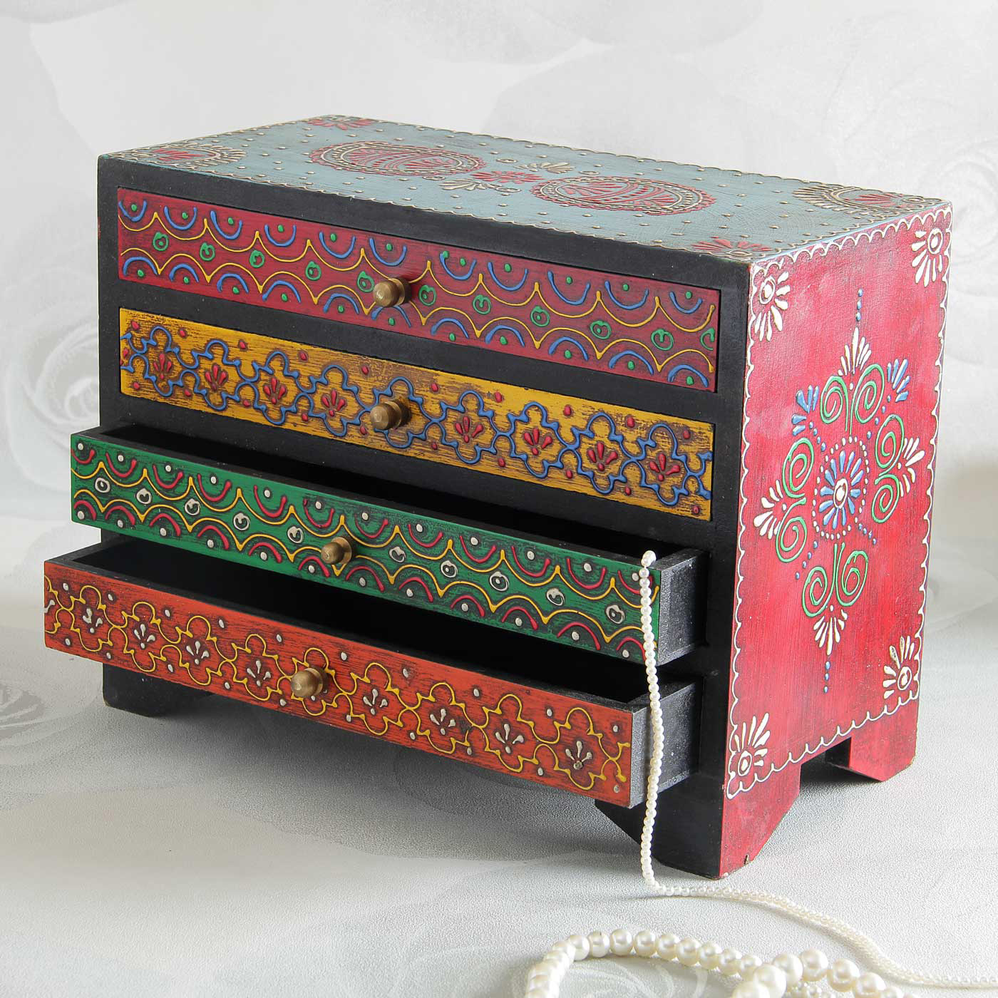 Colorful Embossed Painted Handcrafted Jewelry Box 29678 Buy Jewelry