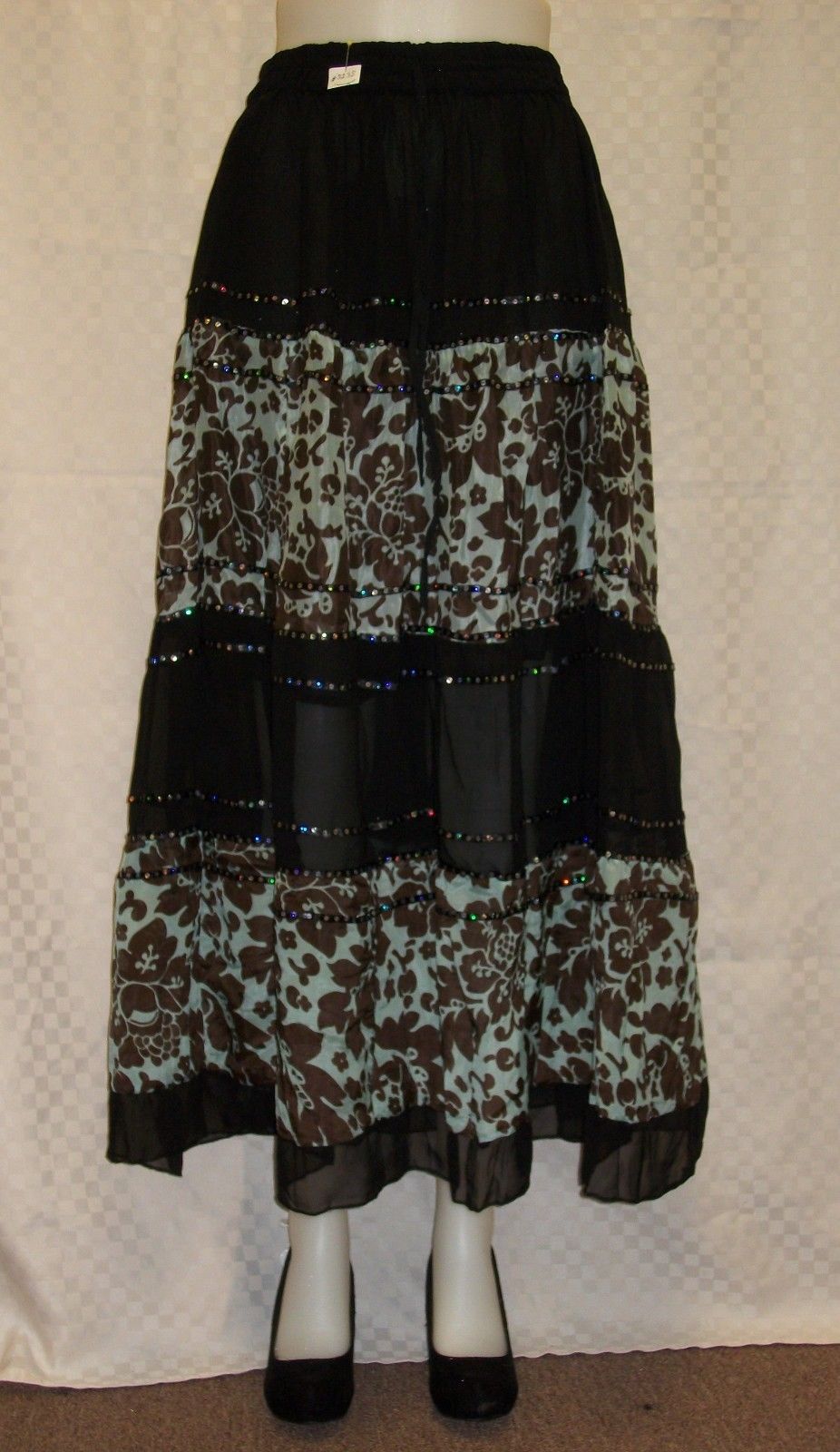 Brown Green Traditional Pattern Georgette Full Skirt #31618 | Buy ...