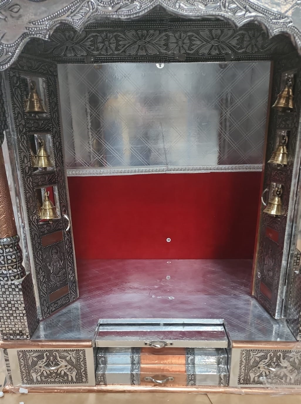 Oxidized Mandir with Door Open