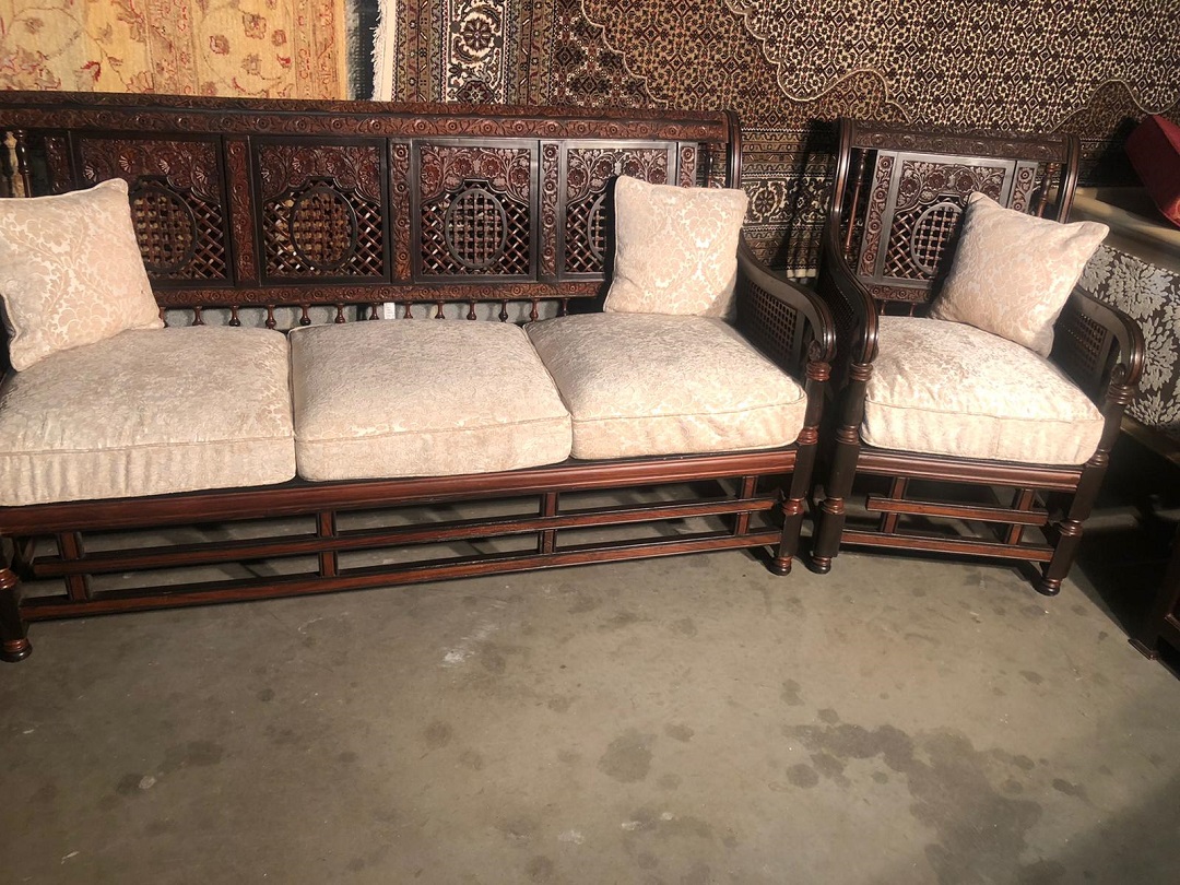 Carved Handmade Wooden Traditional Sofa