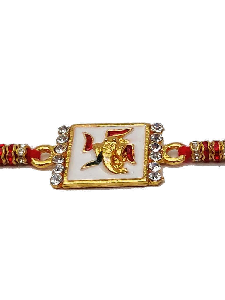 Spiritual Mina RAKHI W/ Load Ganesh in Gold