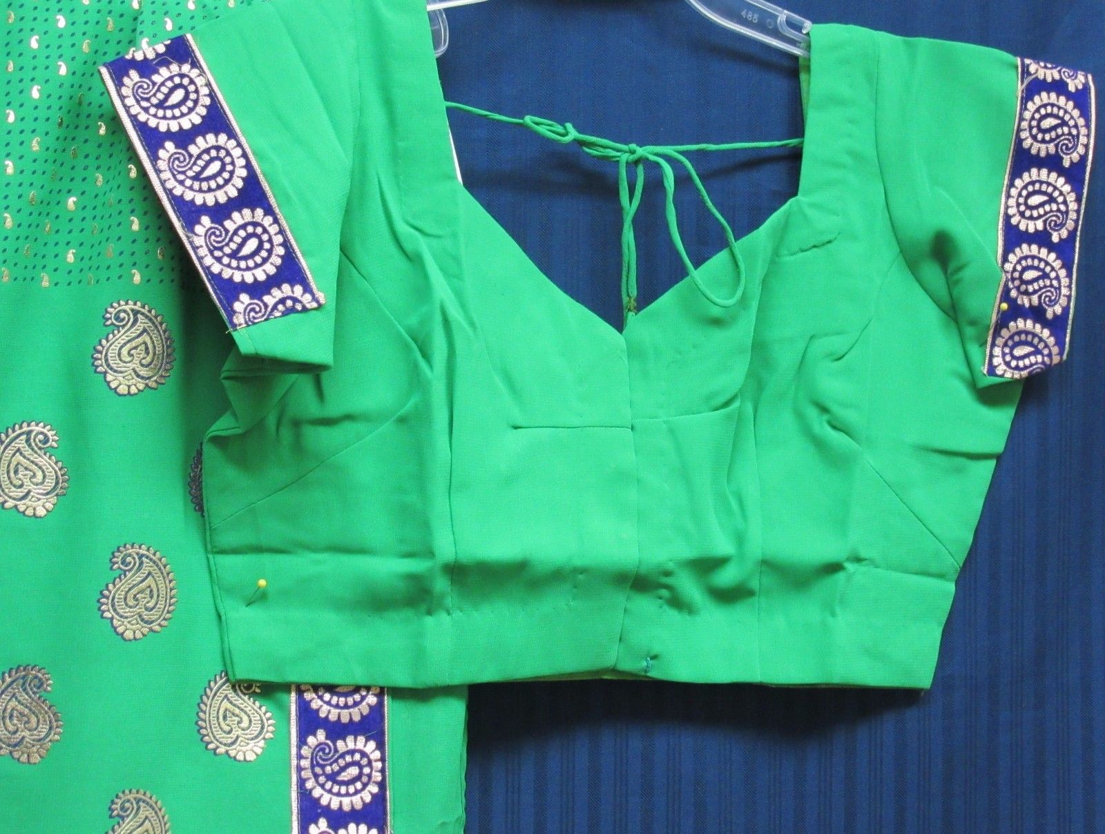 Green Saree Blouse Front View