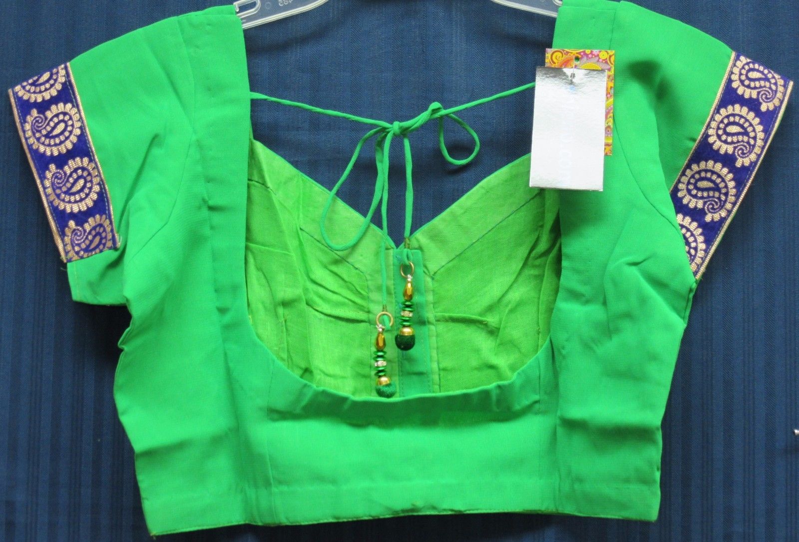 Green Saree Blouse Back View