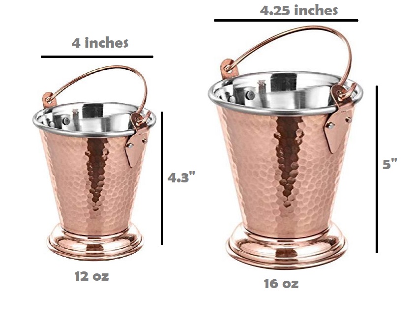 Copper Stainless Steel Serving Dish Bucket / Balti