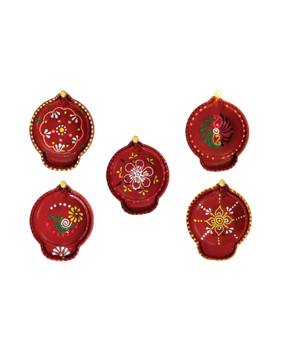 Traditional handpainted led diwali diya