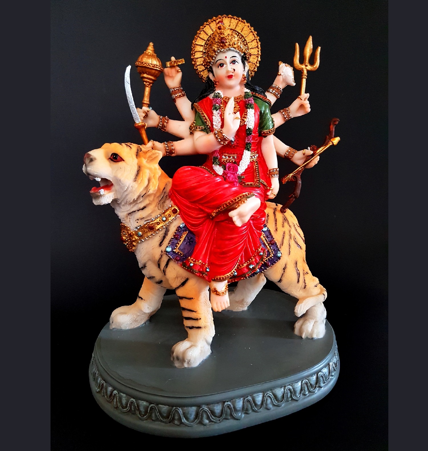 9" Goddess Durga Statue With FREE Garland/Harr for Home Decor,Temple