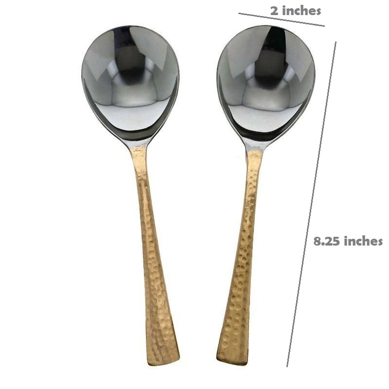 Serving Spoon - Copper Stainless Steel Hammered Style