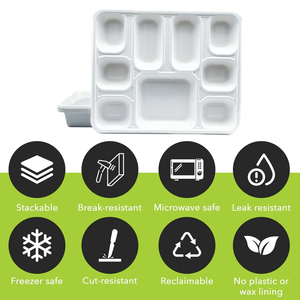 9 compartment disposable eco-friendly plates / thali / tray