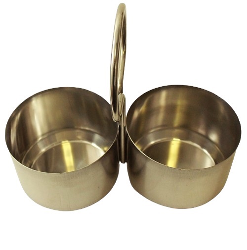 Stainless Steel Serving Container Caddy w/ 2 Bowls