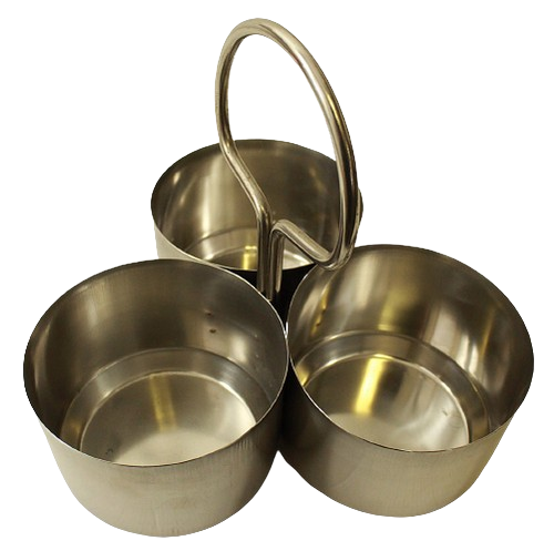 Stainless Steel Serving Container Caddy w/ 3 Bowls
