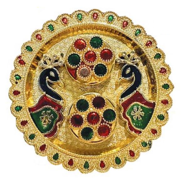 Decorated peacock design puja thali