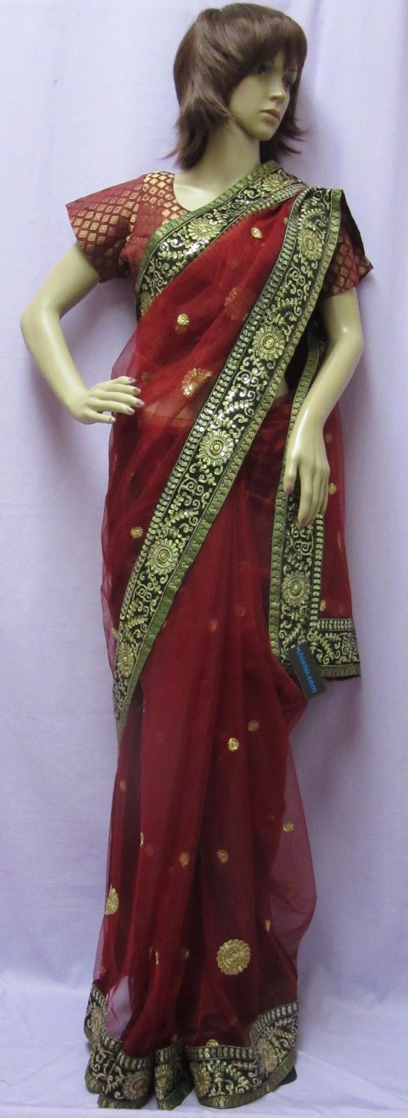 red net shimmer saree