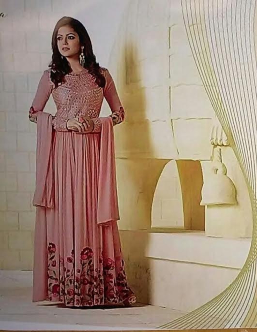 Buy Purple Bridal Georgette Gown Style Salwar Suit Online : Switzerland -