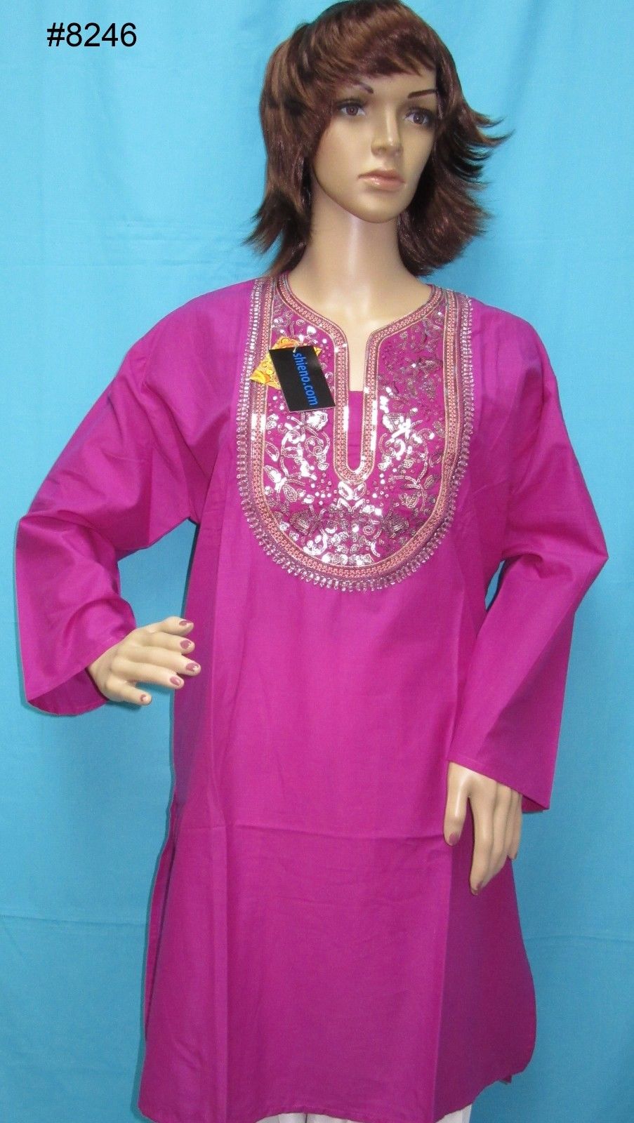 Cambric Tunic, Solid Color Career Wear Kurti Tunic Top - Large Size ...