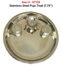 Traditional Stainless Steel Pooja Thali Set w/ Diya Katori Traditional Stainless Steel Pooja Thali Set w/ Diya Katori