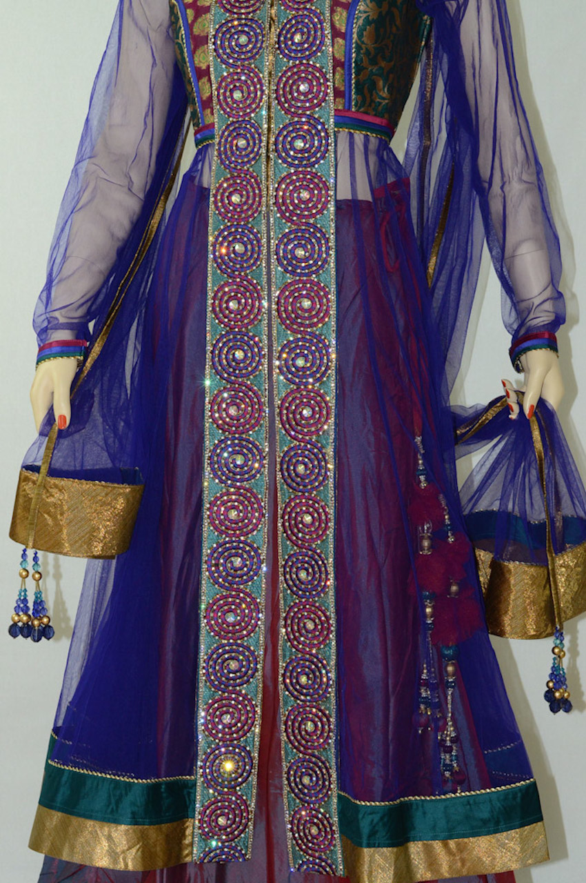 blue net lehenga choli with dupatta