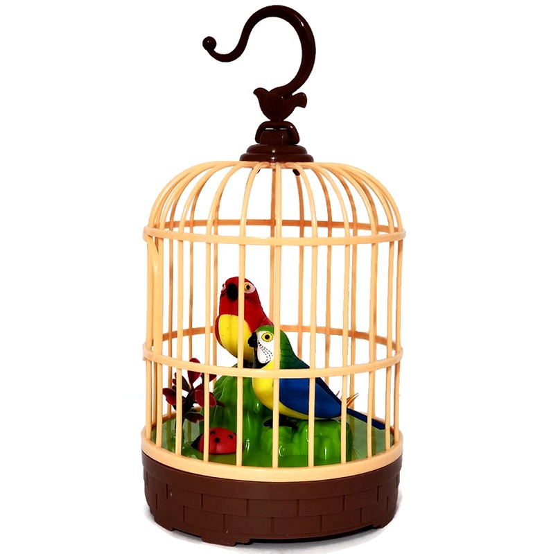 Beautiful Singing & Chirping Twin Birds in Cage for Home,Garden Decor &Gift 35338 DesiClik