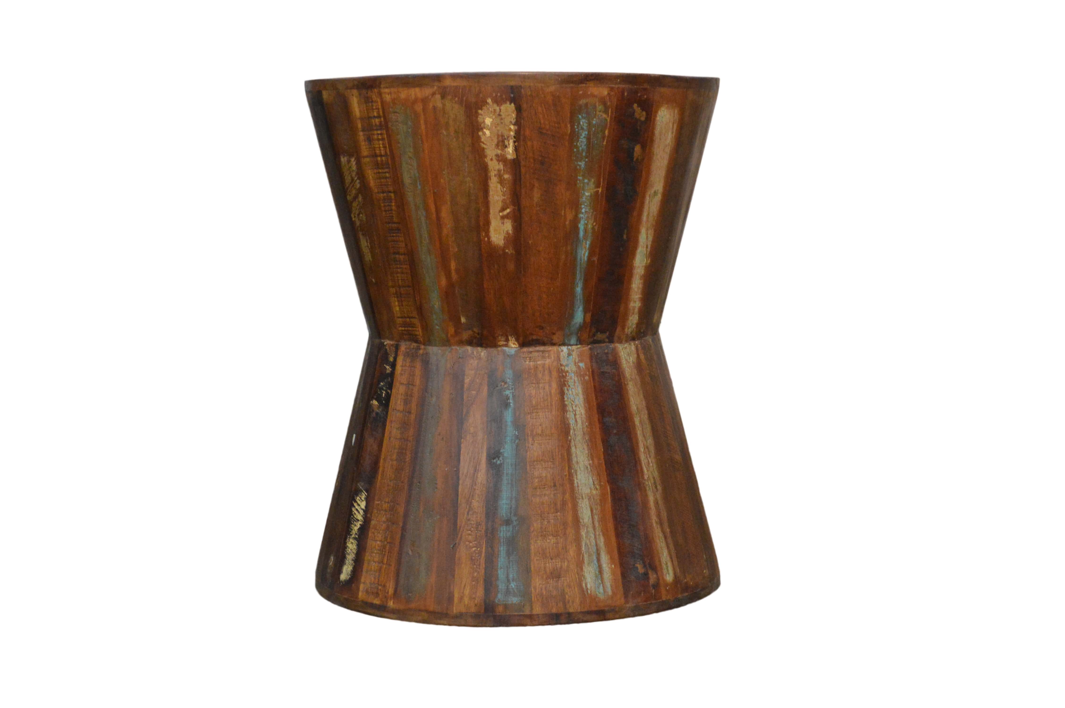 Hourglass Shape Rustic Reclaimed Wood Side Table Stool 28373 Buy